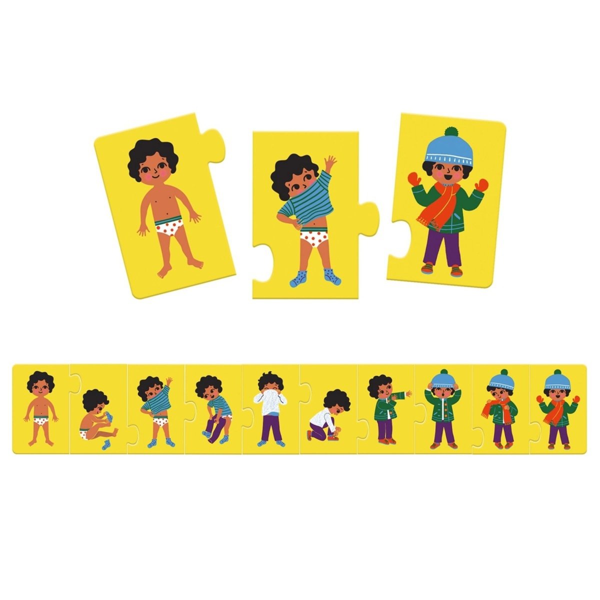 Puzzle frise Je m'habille jaune, DJECO
