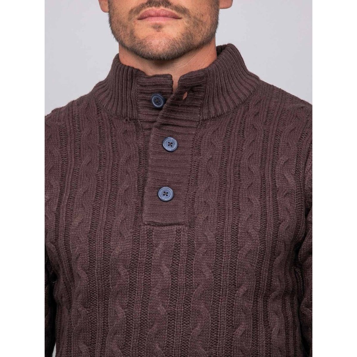 Pull Torsadé Col Montant Lagow marron, RITCHIE