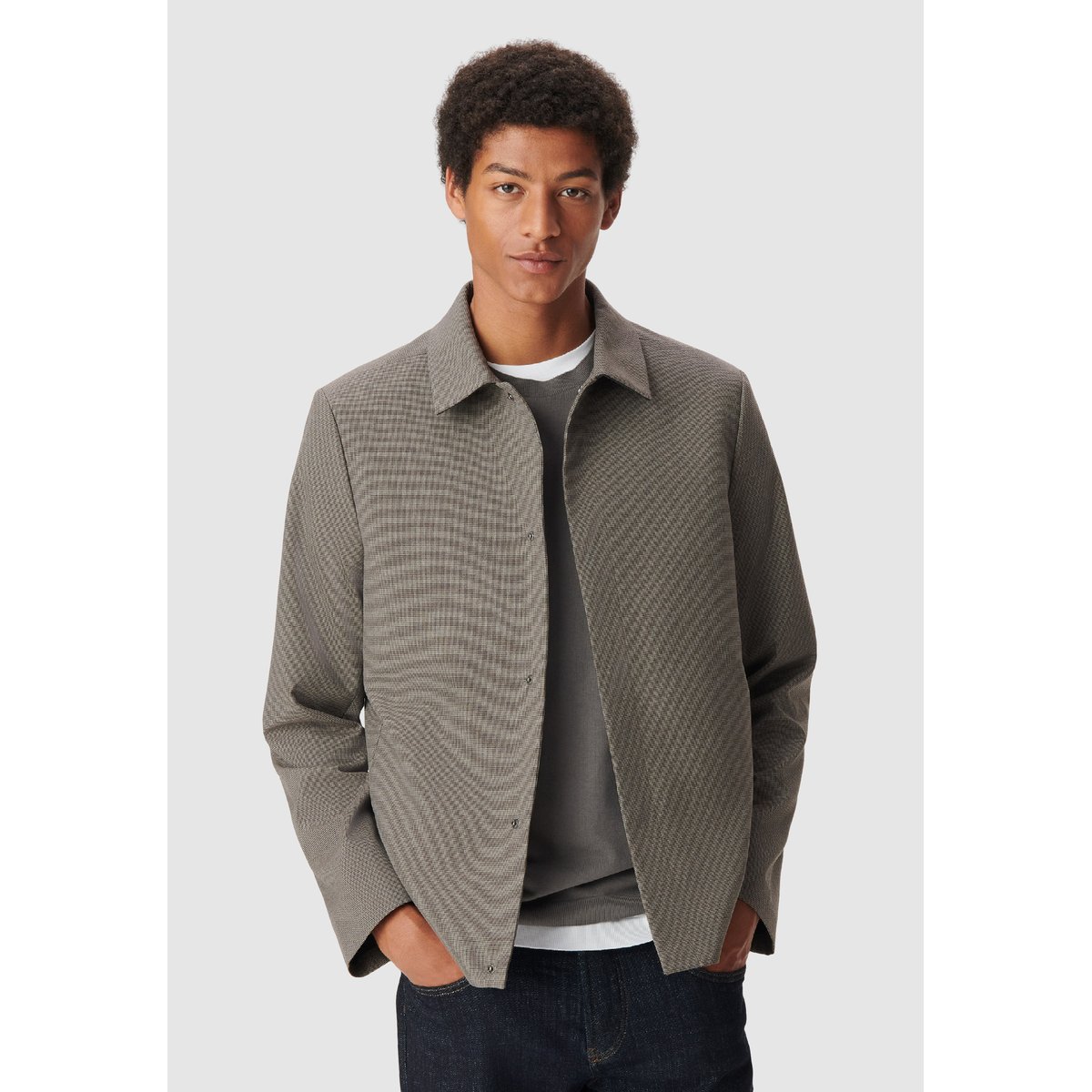 Veste de costume motif pied-de-puce marron havane, IKKS