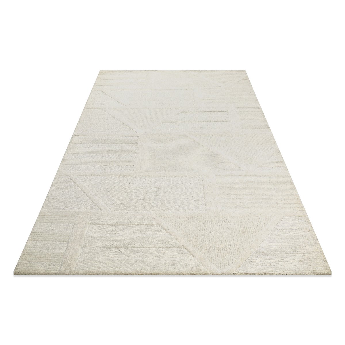 Tapis géométrique à reliefs modernes , HAMPTONS FIVETEEN blanc crème, WECON HOME