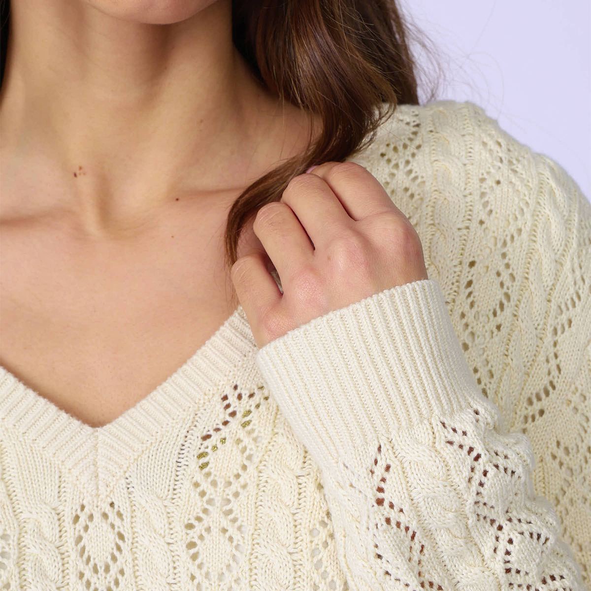 Pull ajouré ecru, MISE AU GREEN