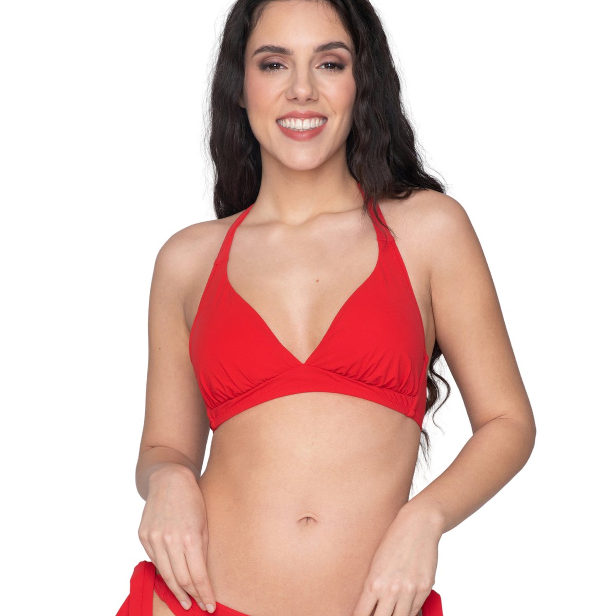 Haut maillot de bain triangle emboîtant BLUE SENSE rouge, LUNA SPLENDIDA