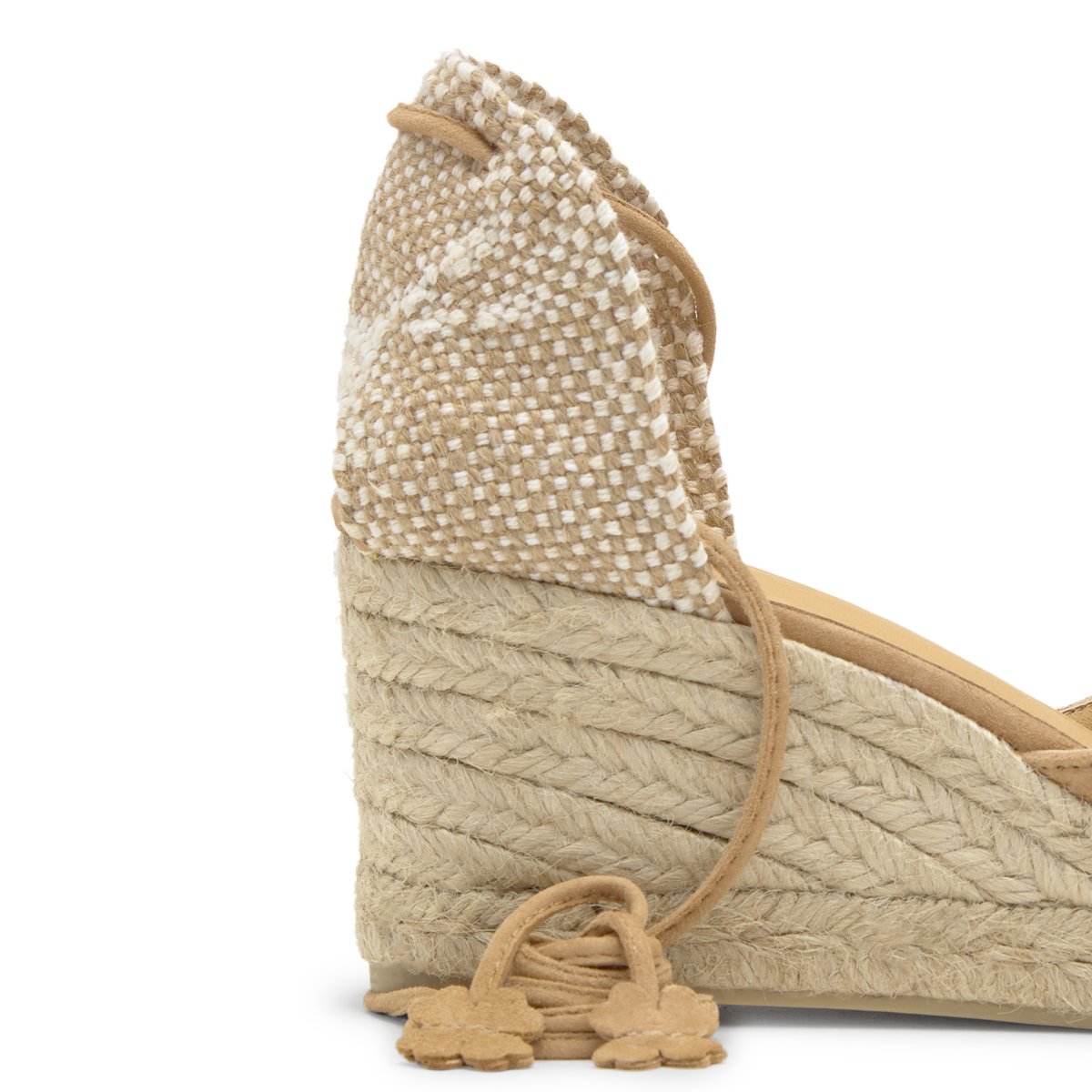 Espadrilles compensées en cuir à lacets avec plateforme tressée CARINA PLATFORM beige, CASTANER