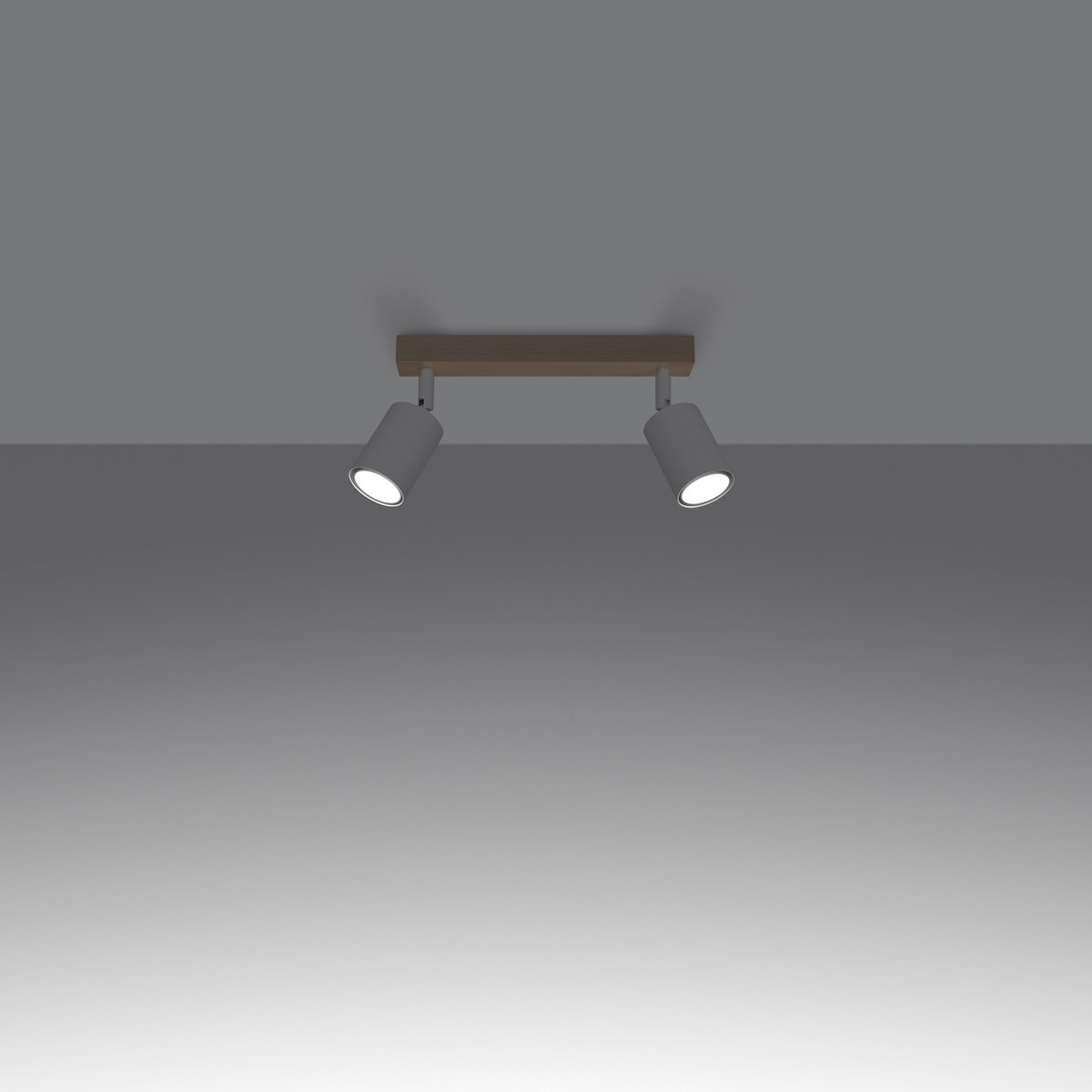 Plafonnier Acier Bois/Blanc GU10 2 Verdo marron, EDEN