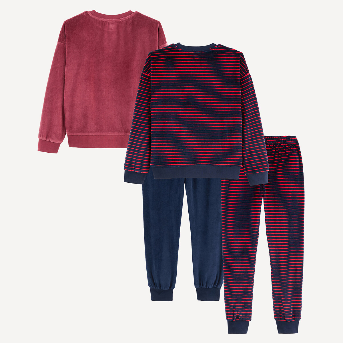 Lot de 2 pyjamas 2 pièces, en velours assortis, LA REDOUTE COLLECTIONS