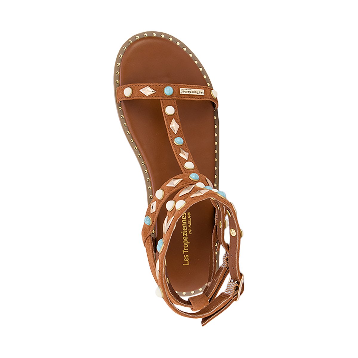 Sandales à brides en cuir CORIKA camel, LES TROPEZIENNES PAR M.BELARBI