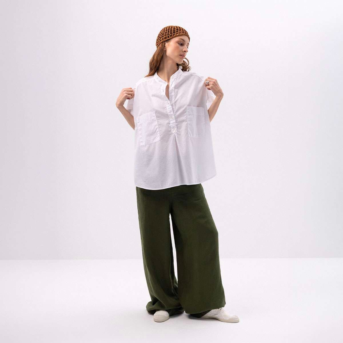 Pantalon large en lin PETRA kaki, BENSIMON