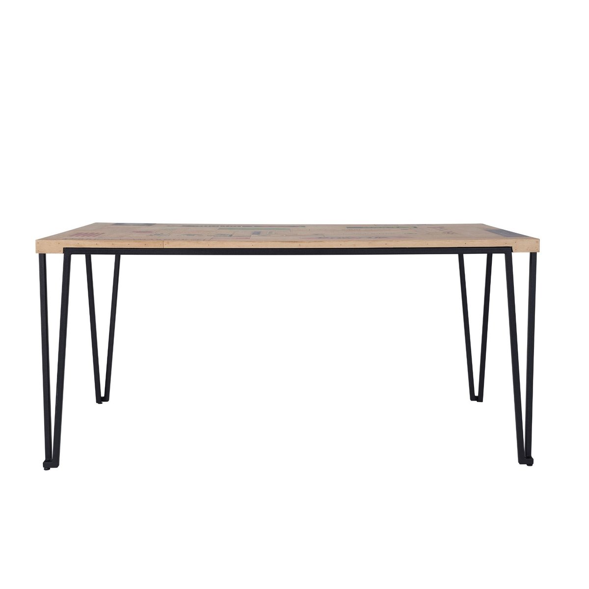 Table indus rectangulaire en bois recyclé et pied métal L160 - DEMETER marron, HELLIN, DEPUIS 1862