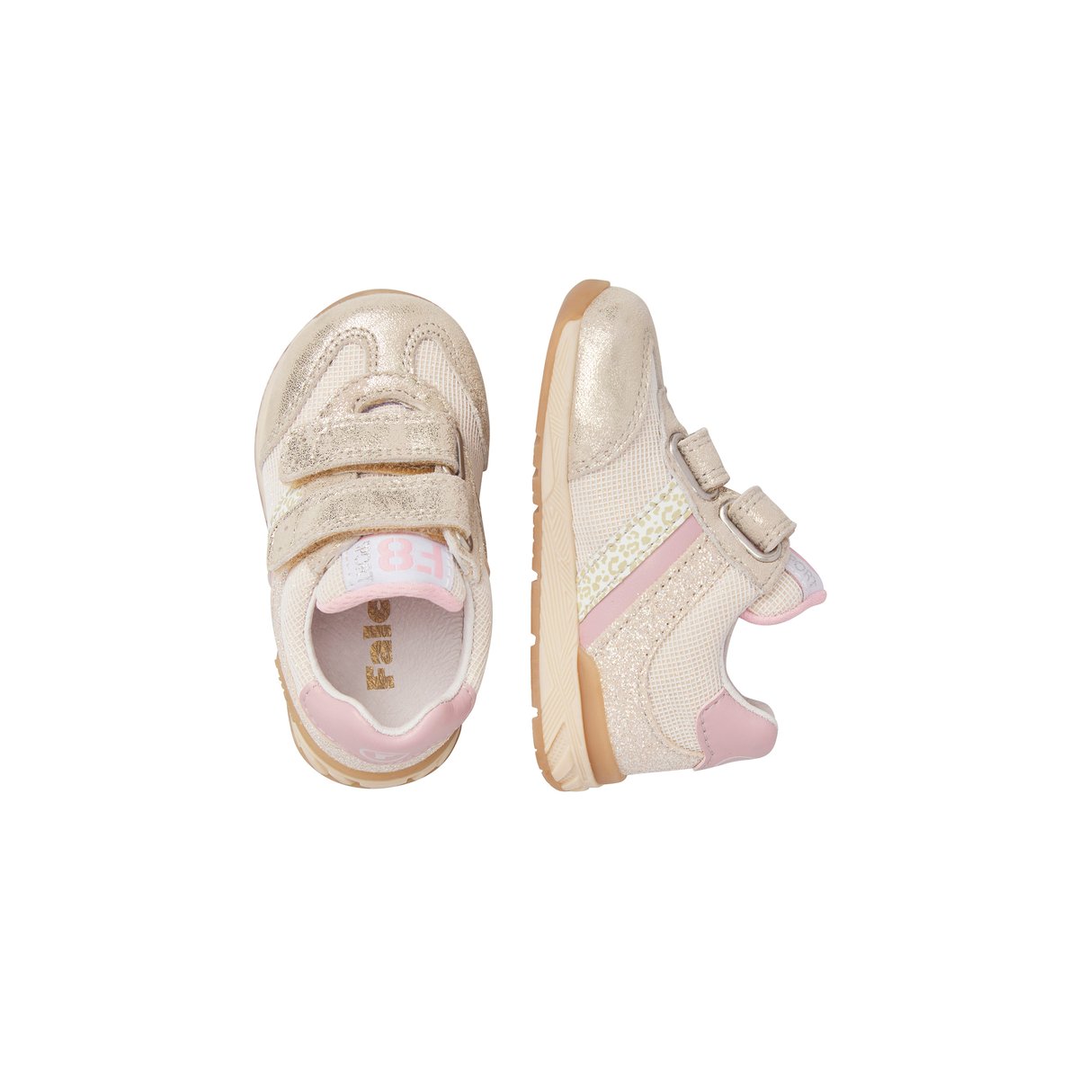 Sneakers en cuir et tissu DARM VL. platine-rose poudré, FALCOTTO