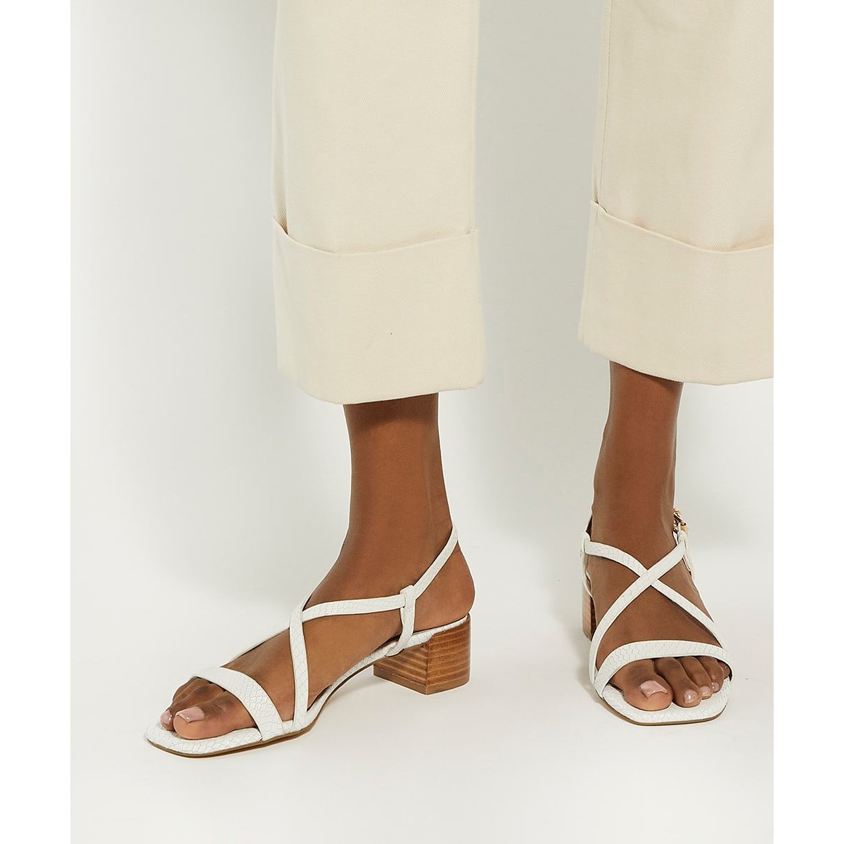 Sandales à petits talons carrés - JASKELL white-leather, DUNE LONDON