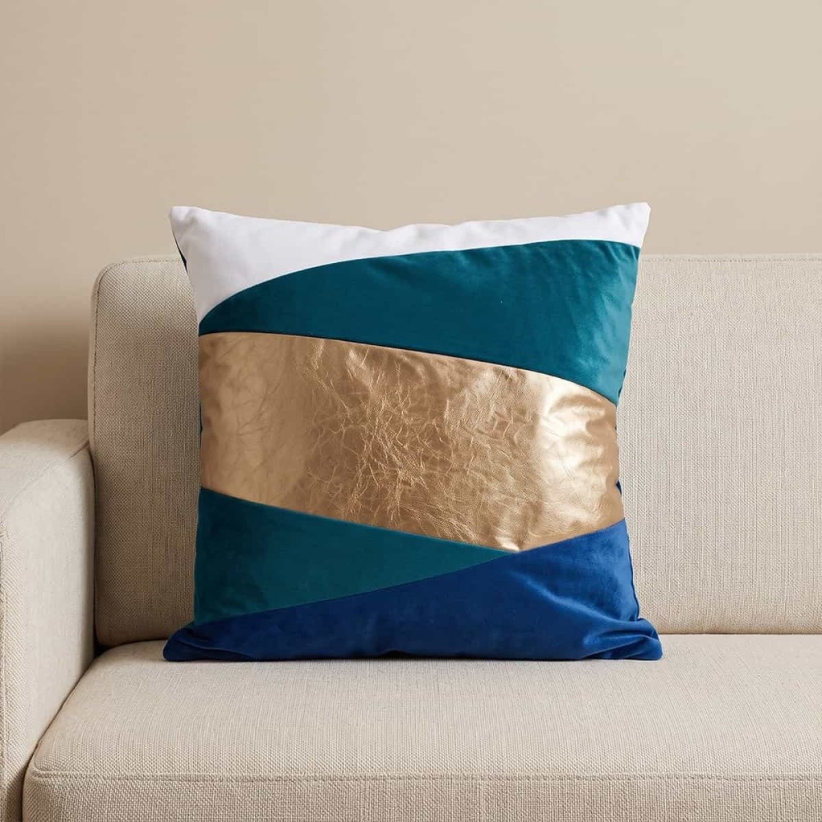 Coussin en velours et 40cm bleu, ORNAMI