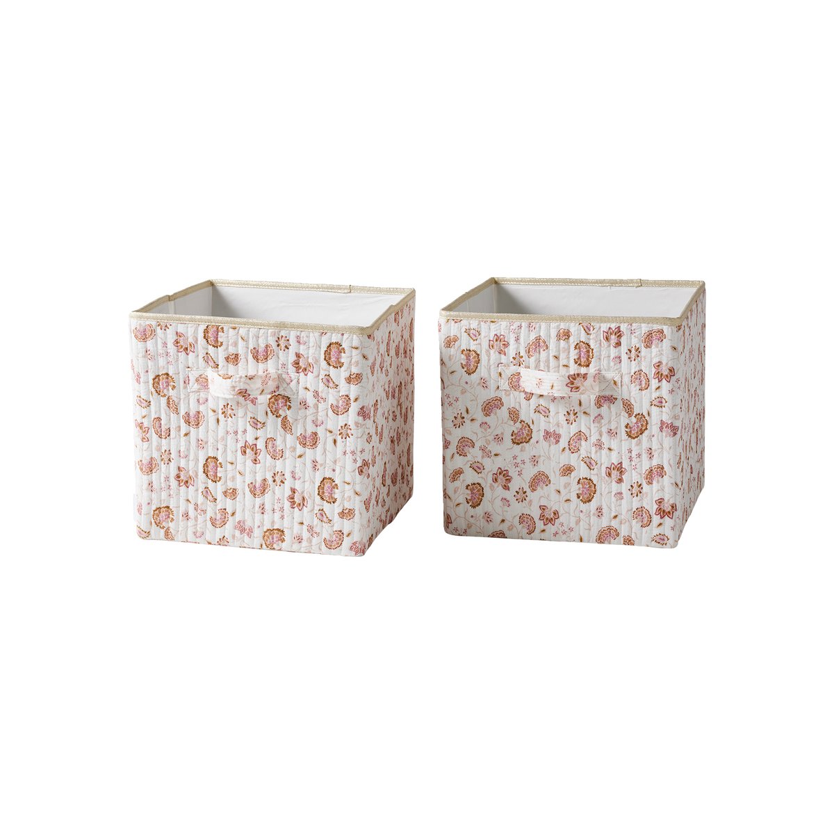 Lot de 2 bacs de rangement imprimé Fleurs Indienne Folk rose imprimé, VERTBAUDET