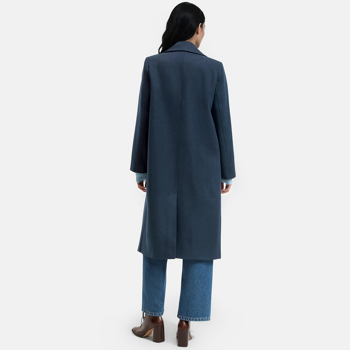 Long military coat navy blue, LA REDOUTE COLLECTIONS