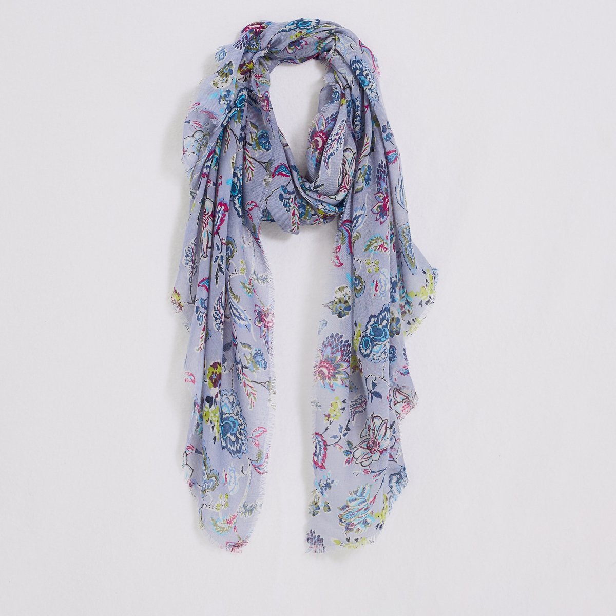 Etole longue motif floral bleu, GRAIN DE MALICE