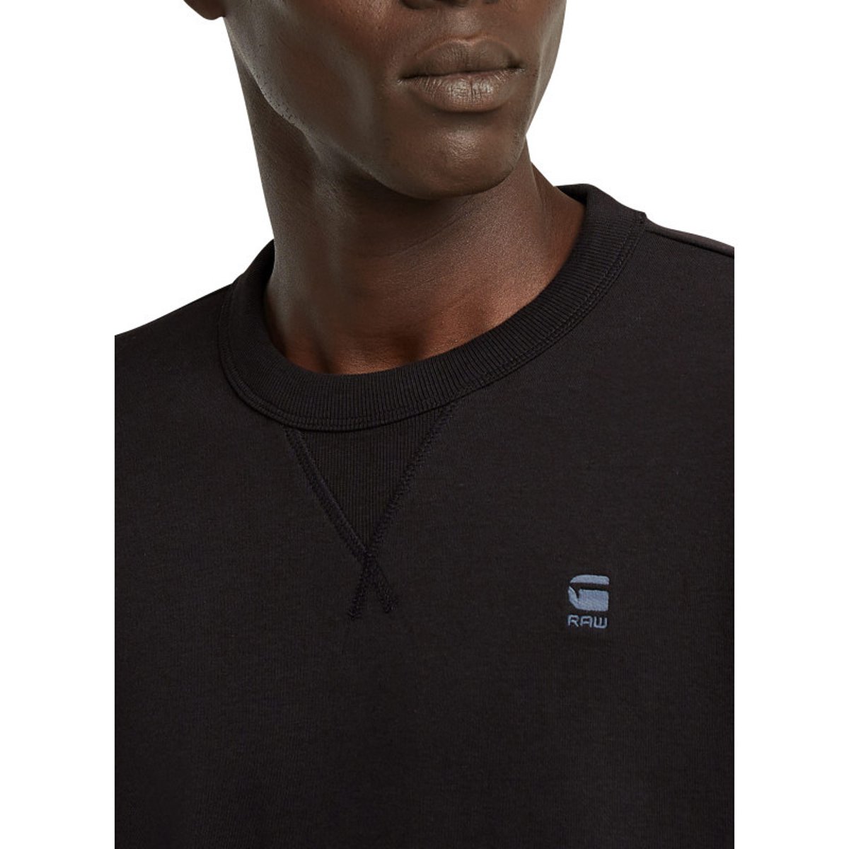 T-shirt G-Star coton avec manches longues et col rond noir noir, G-Star RAW