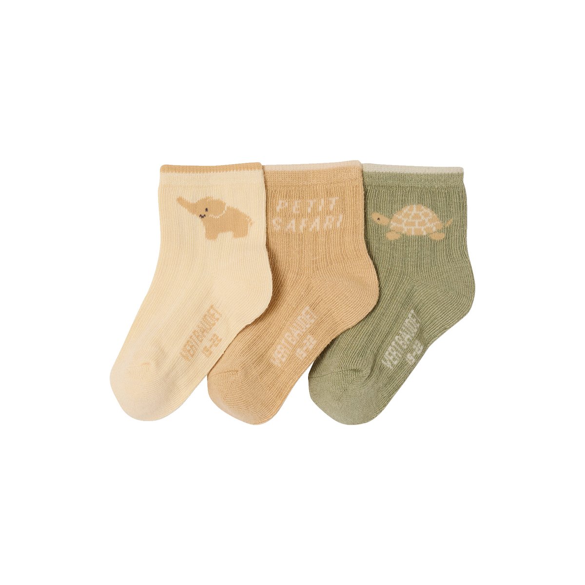 Lot de 3 paires de chaussettes bébé olive, VERTBAUDET