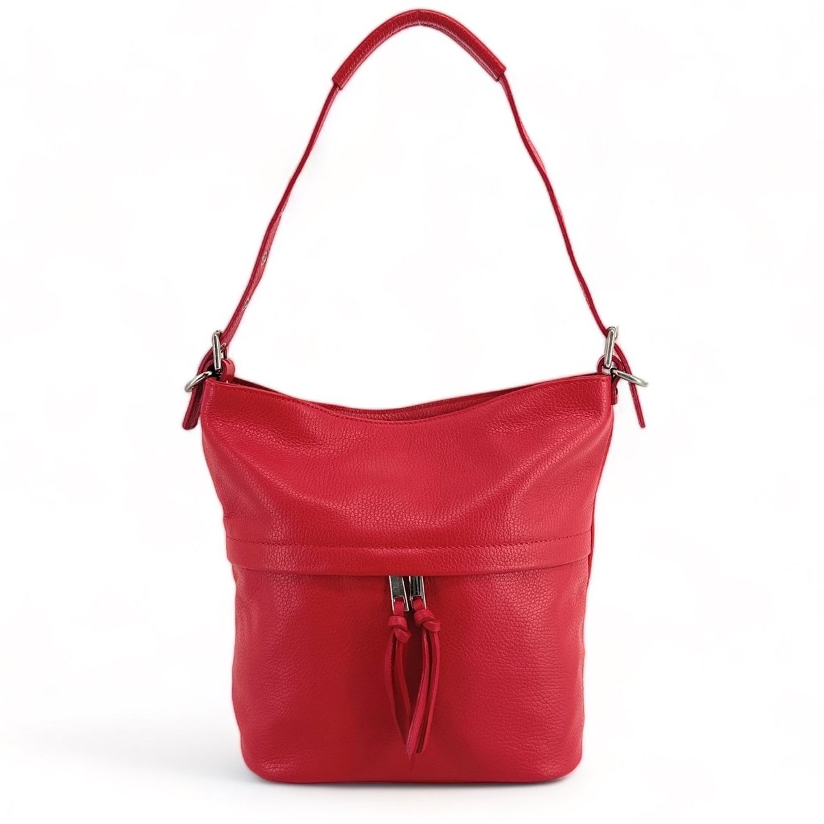 Sac à main en cuir grainé LIVERPOOL rouge clair, OH MY BAG