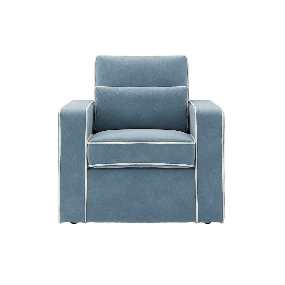Dunley Contrast Piping Upholstered Armchair blue, ÉDITÉ
