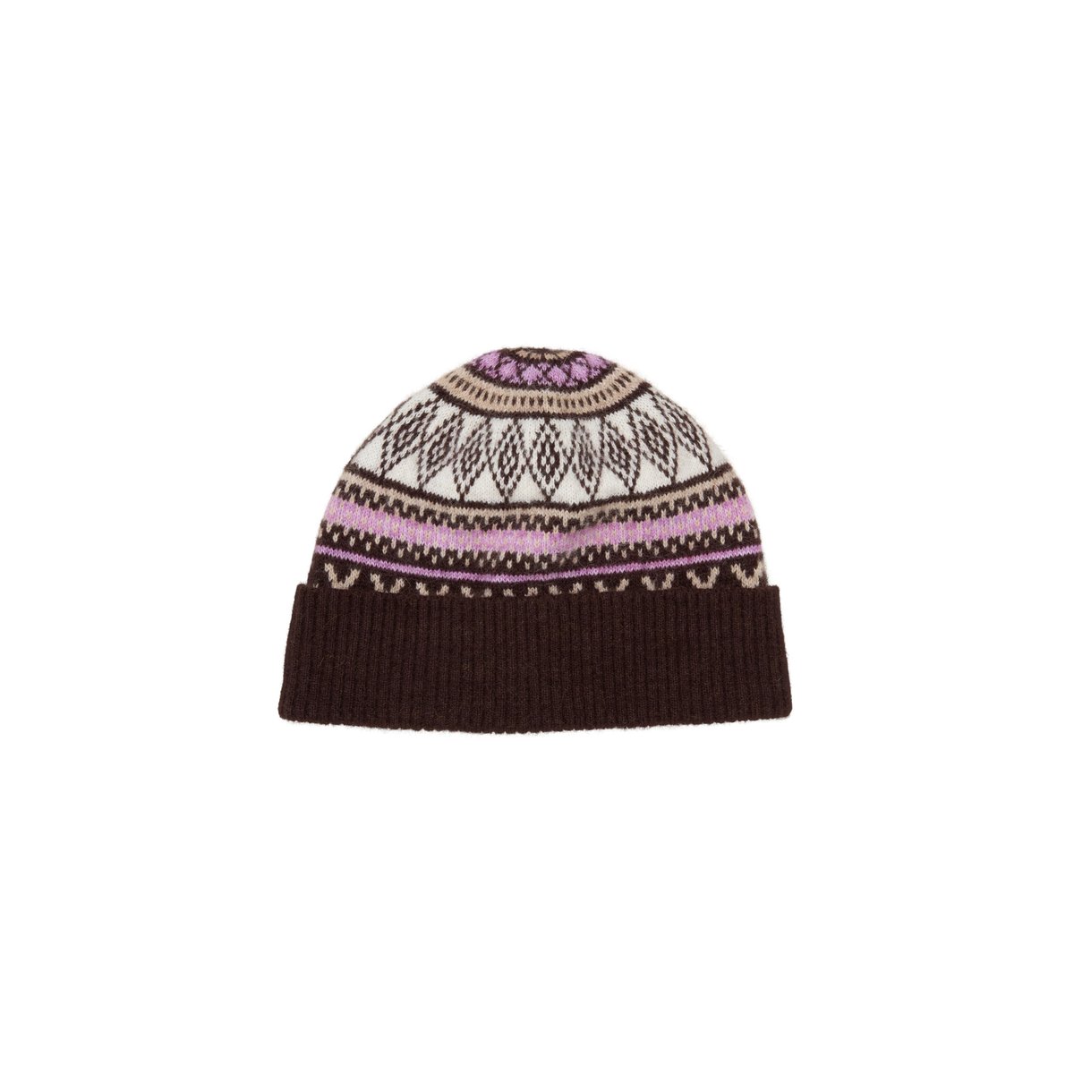Bonnet en maille jacquard en mélange de laine douce marron, MARC O’POLO DENIM
