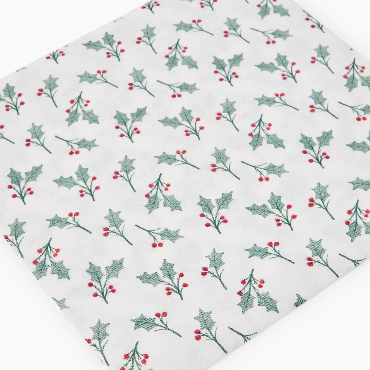 20 serviettes 40x40 imprimé multi houx blanc et vert, MONOPRIX