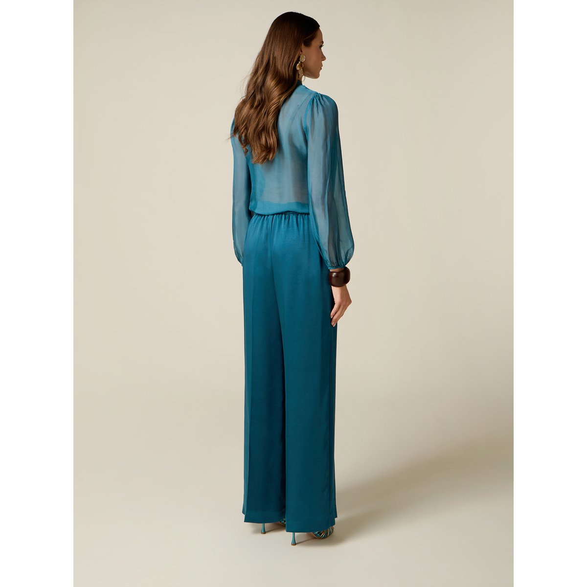 Pantalon palazzo petrol blue, OLTRE