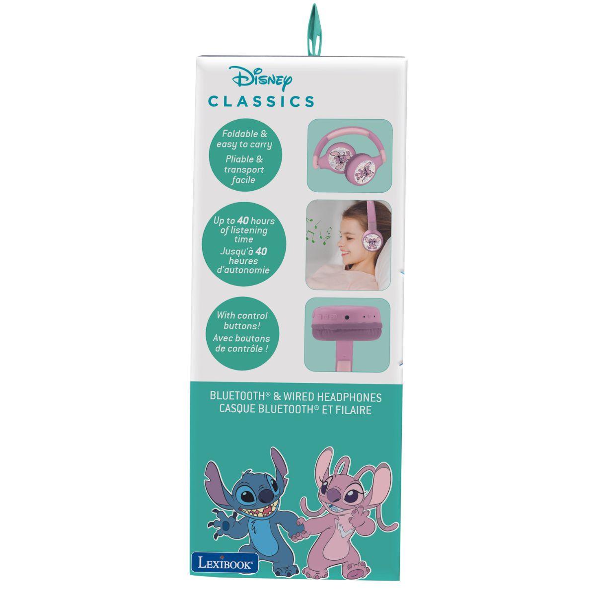 Casque 2 en 1 Bluetooth® et Filaire confortable et pliable Angel rose, LEXIBOOK