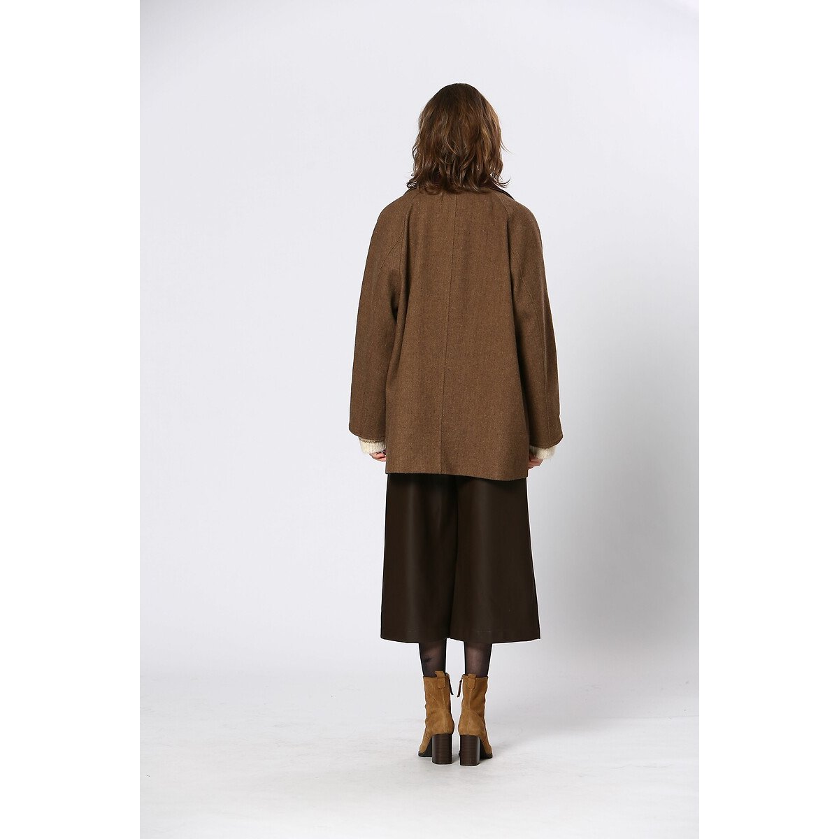 Mid-Length Coat with Velvet Collar brown, SEE U SOON