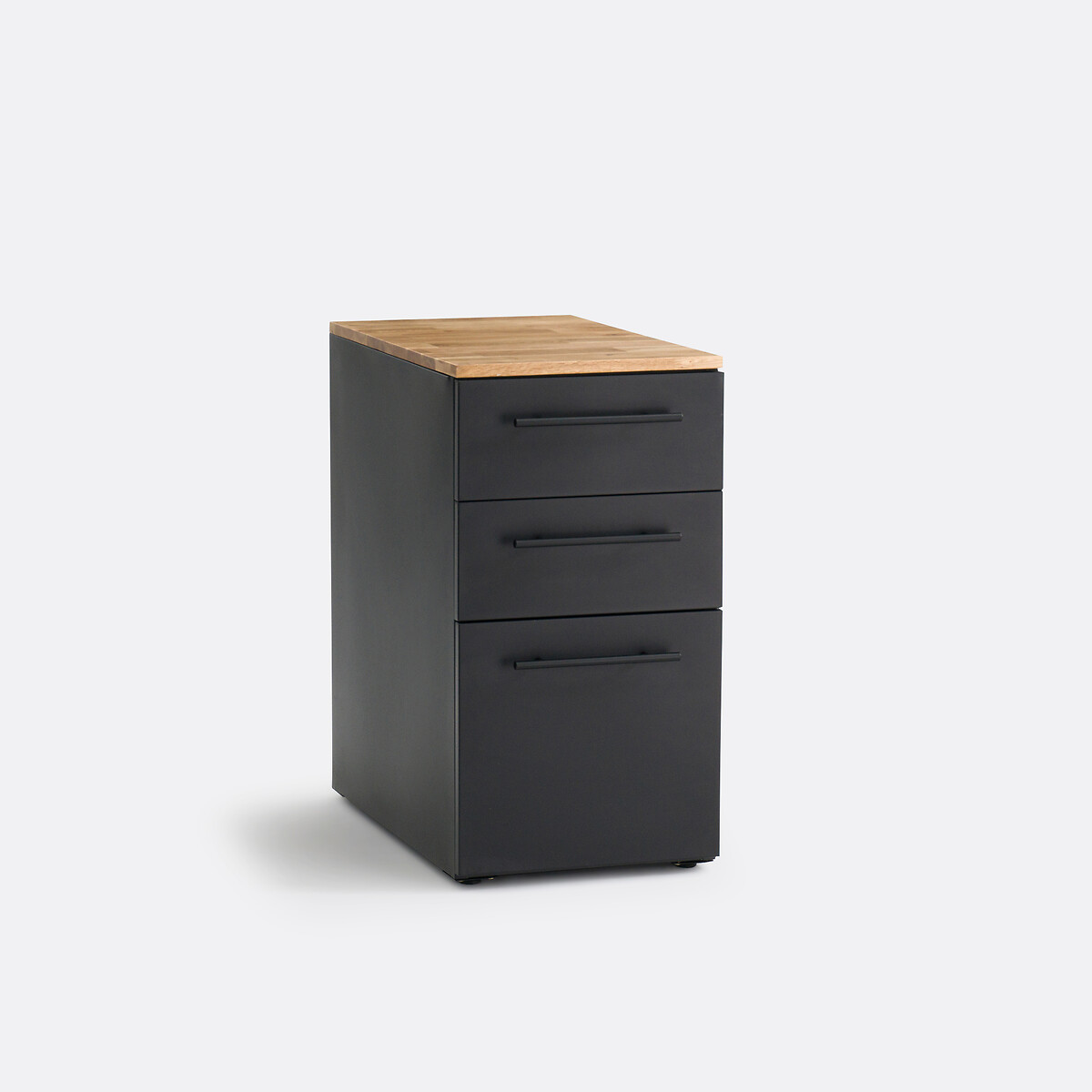 Caisson de bureau 3 tiroirs, Hiba métal noir/chêne, LA REDOUTE INTERIEURS
