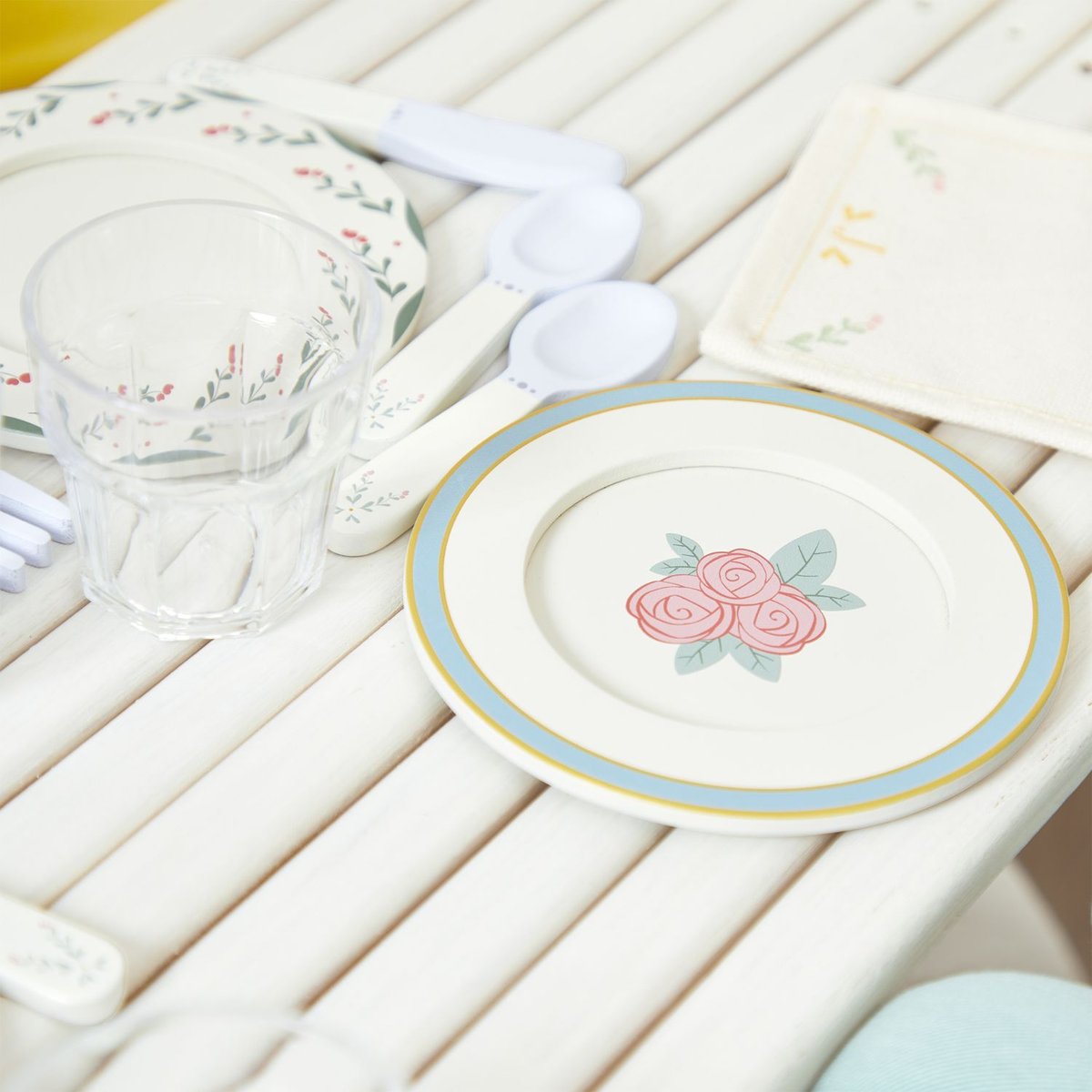 Dinette ecru, jaune, bleu, JANOD