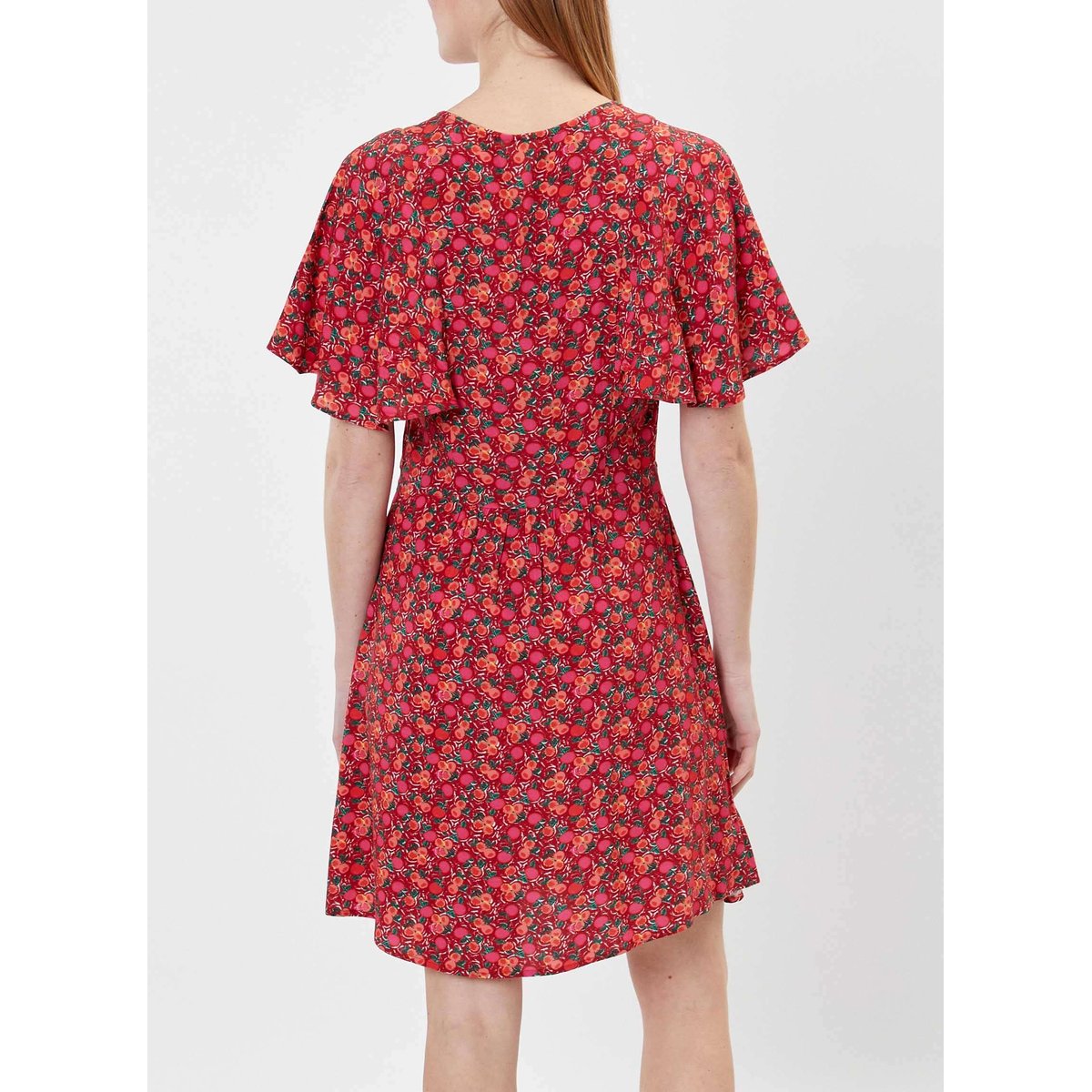 Robe imprimée manches papillon Ecovero UNE rose cherry, PRINCESSE NOMADE