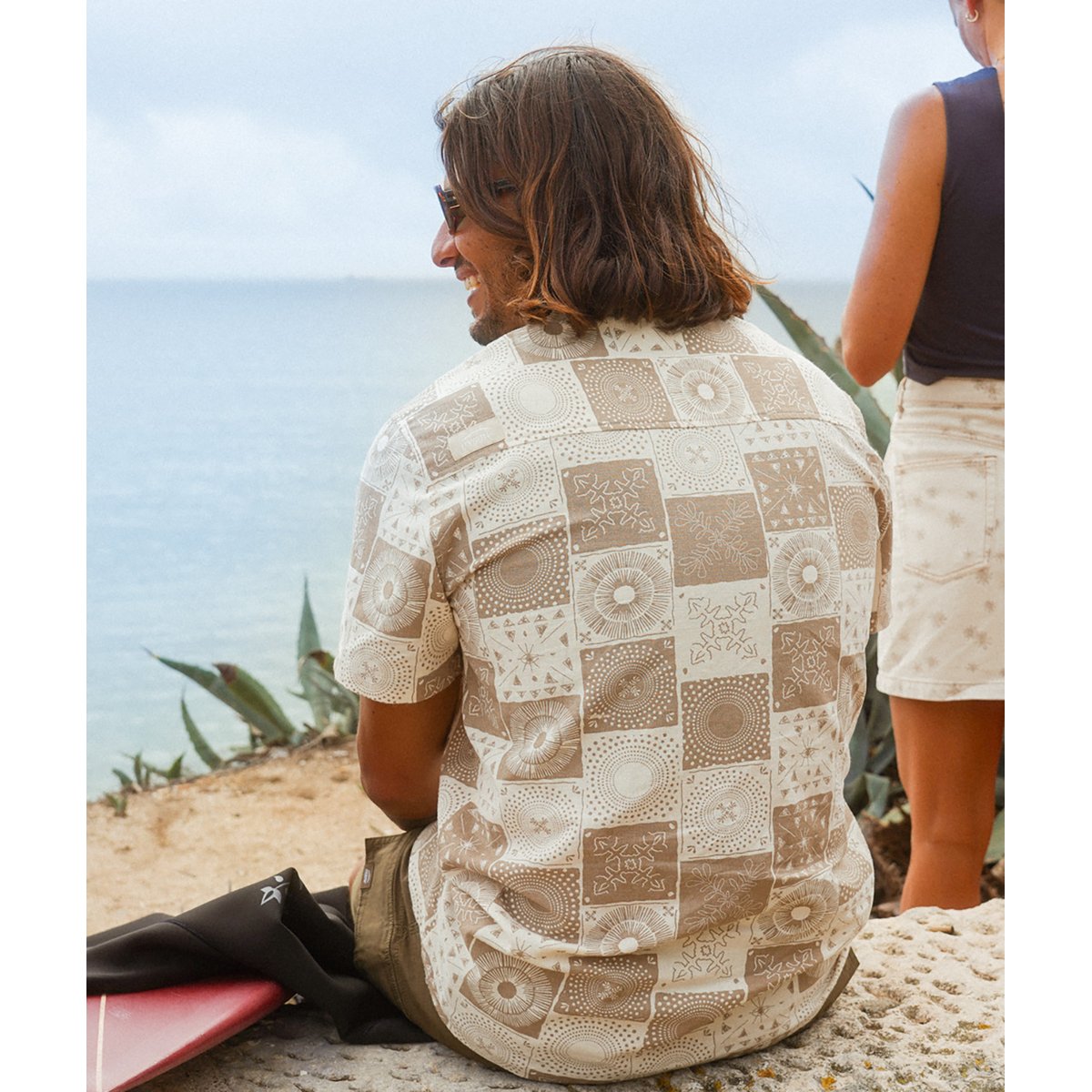 Chemise manches courtes imprimée lin CHEERS sable, OXBOW