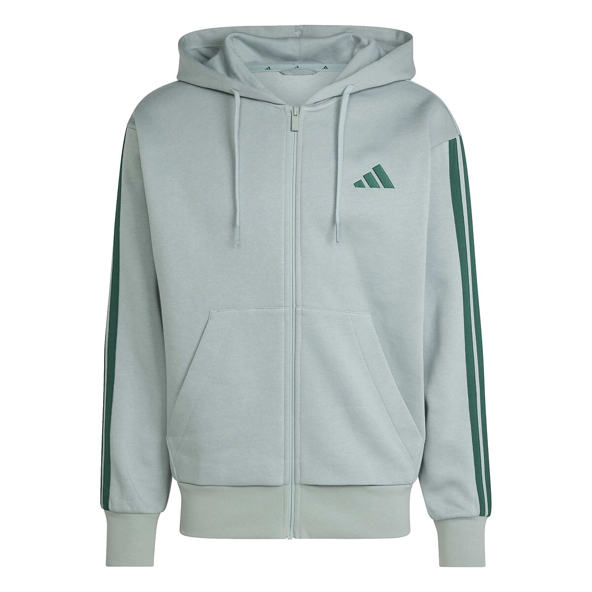 Sweat zippé à capuche Essentiel 3 bandes sauge, ADIDAS SPORTSWEAR