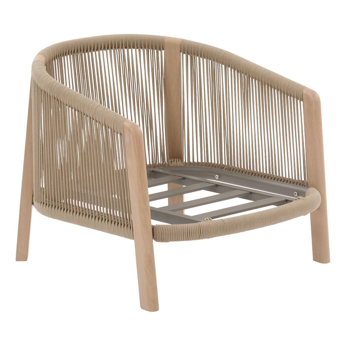 Fauteuil bas de jardin en aluminium et corde tressée NELORA beige, HESPERIDE