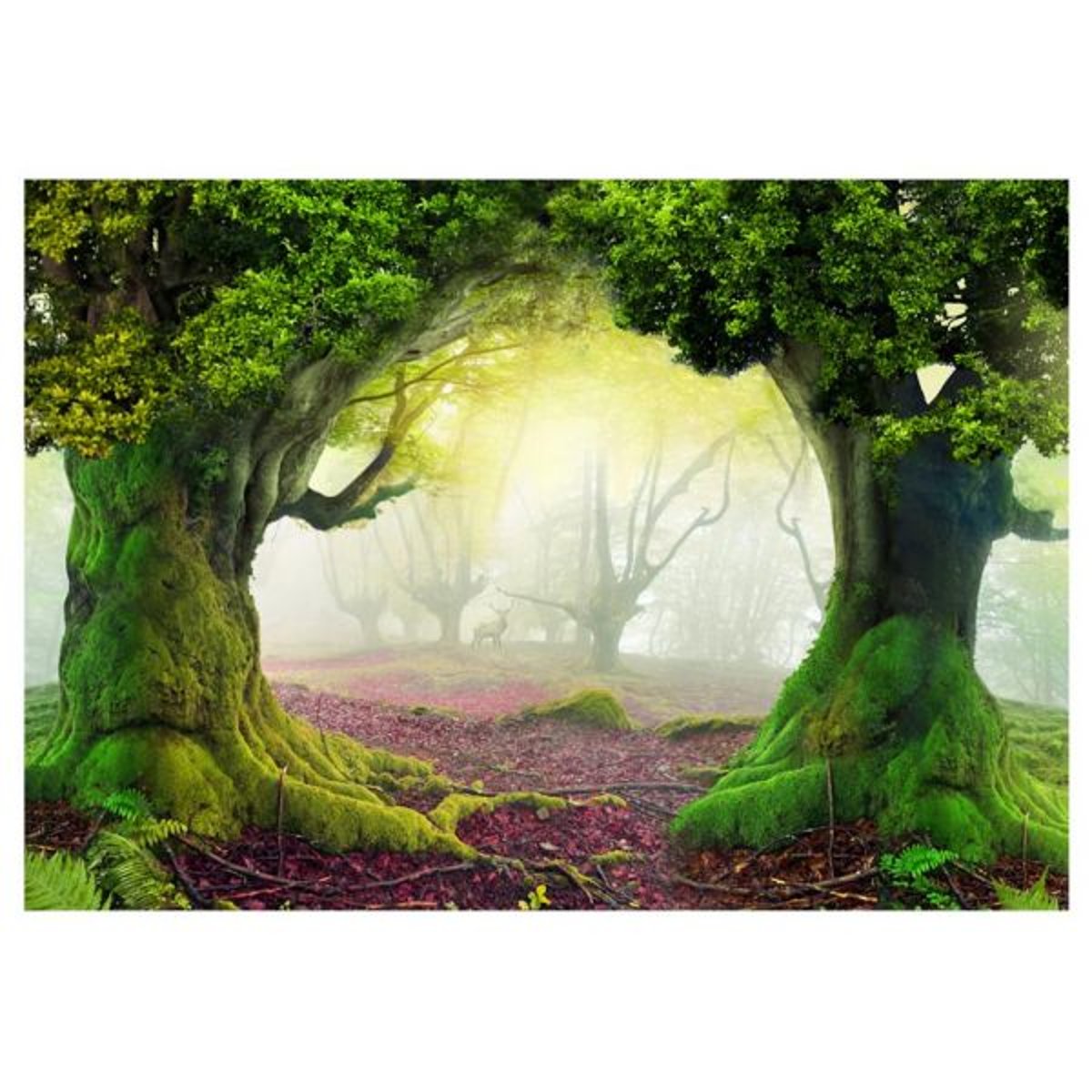 Papier peint intissé panoramique Fantaisie Enchanted forest gris / argent, EDEN