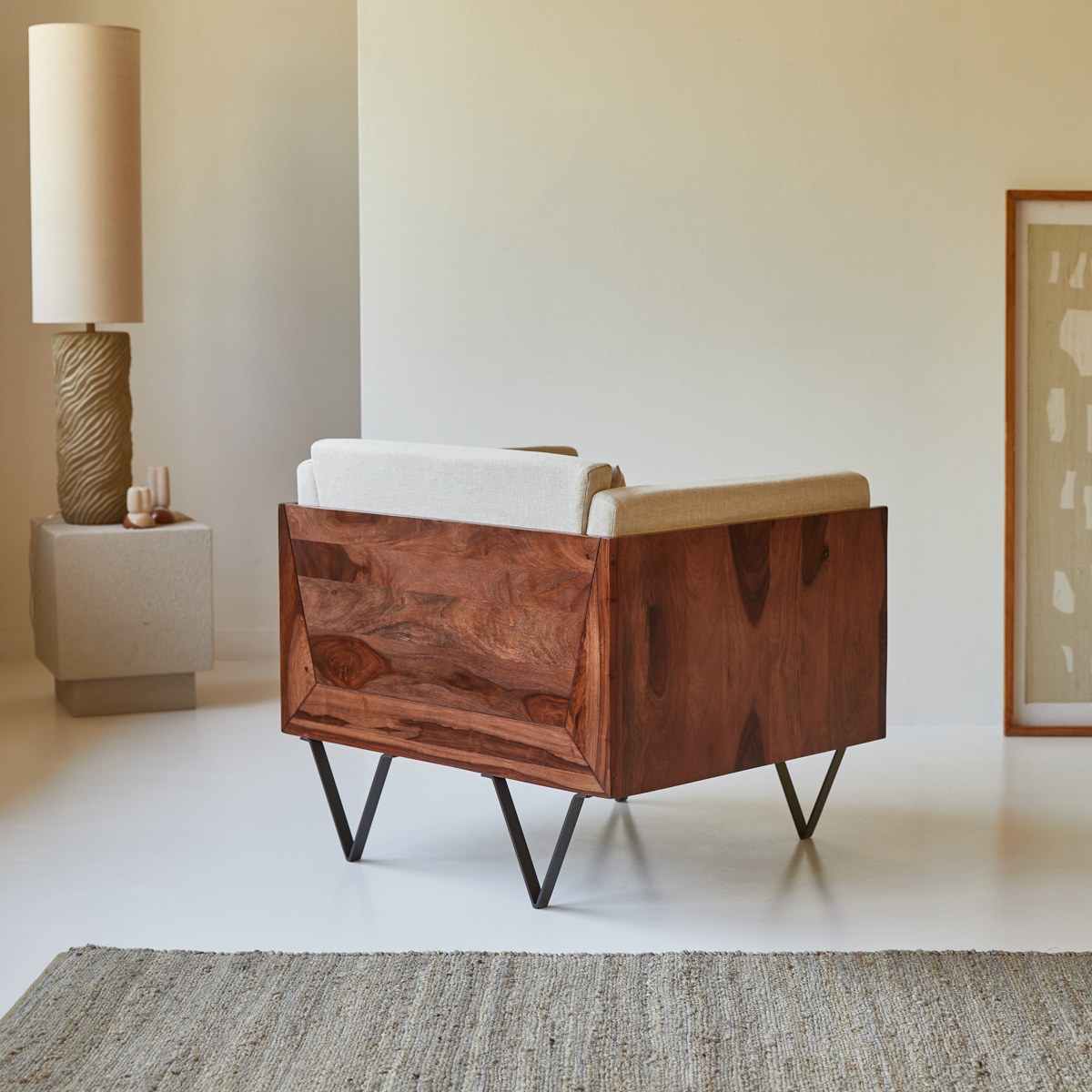 Fauteuil en Tissu massif, METRIC beige, TIKAMOON