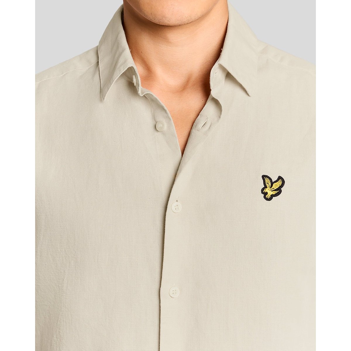 Chemise manches courtes en mélange de lin blanc crique, LYLE & SCOTT
