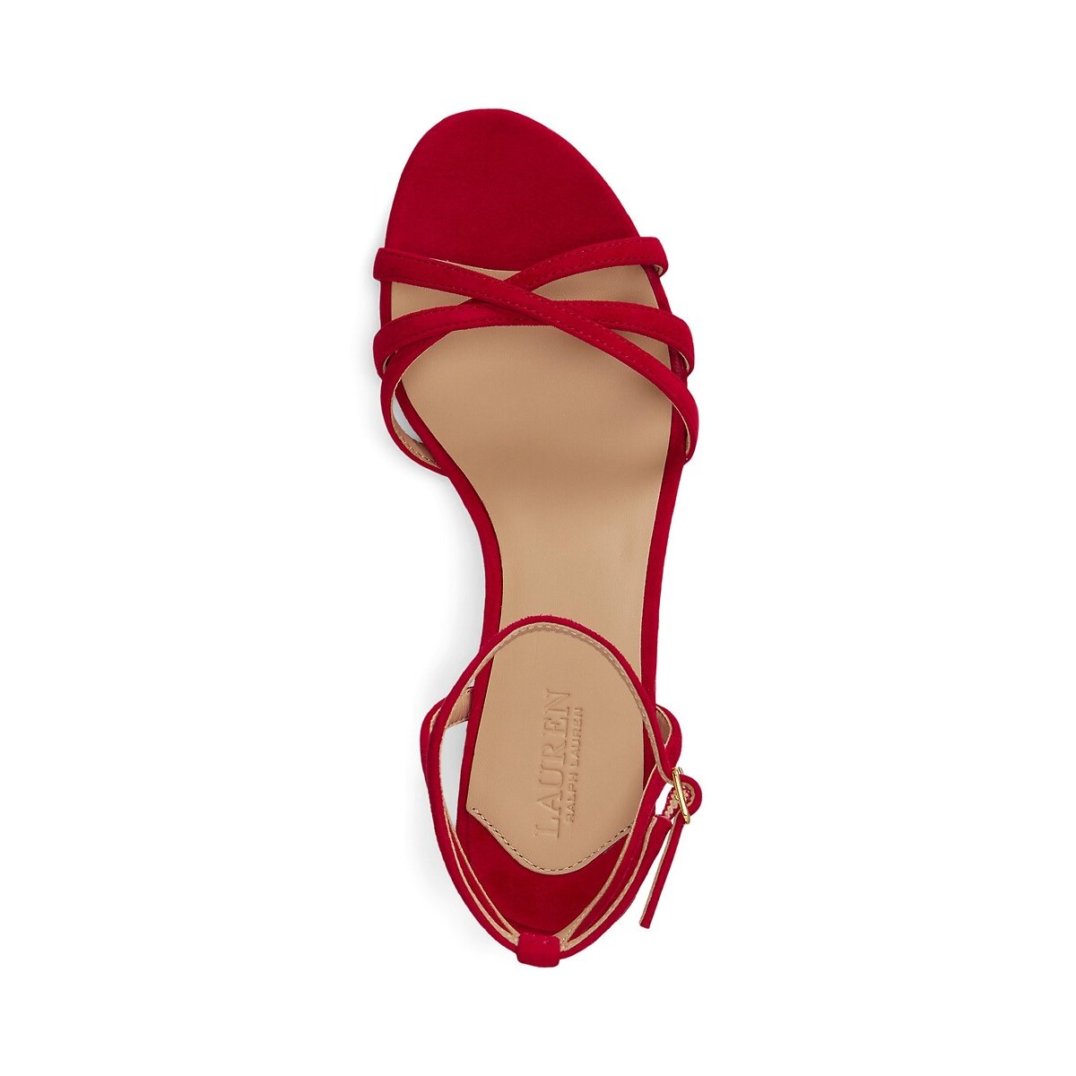 Sandales Kitten Heel en cuir suédé Kendyl rouge, LAUREN RALPH LAUREN
