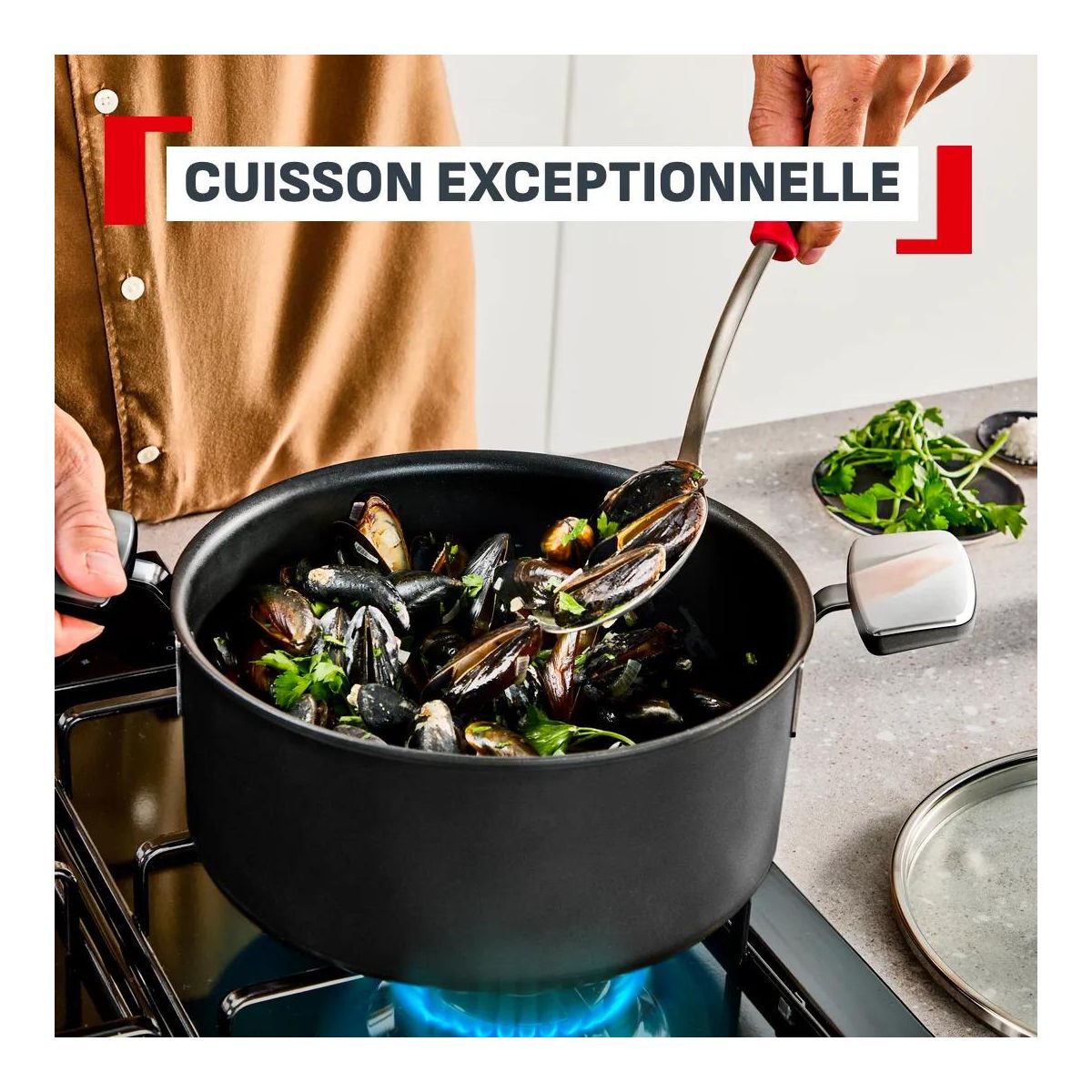 Sauteuse 24cm Excellence + avec couvercle couleur unique, TEFAL