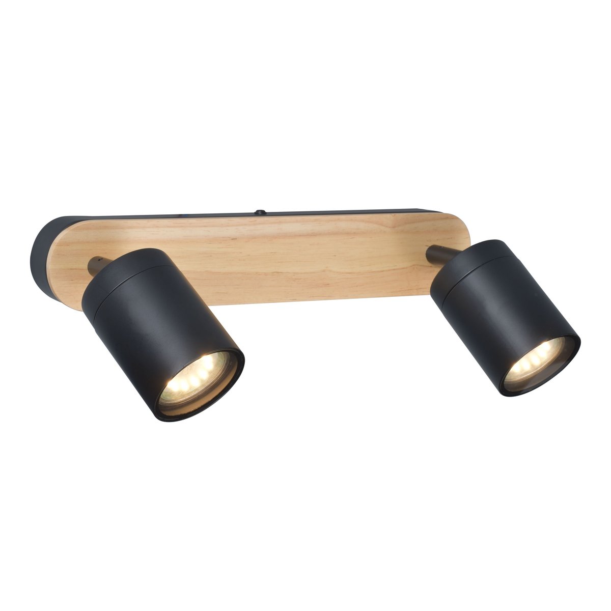 Rampe 2 spots en bois et métal, MALABE noir, INSPIRE