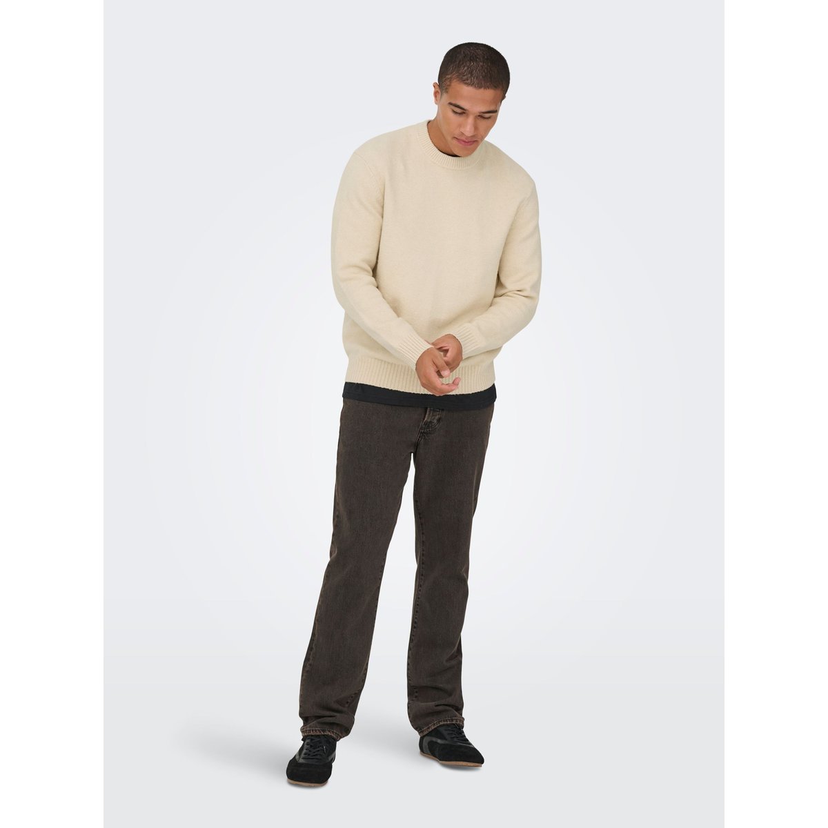 Pull En Maille oatmeal 1, ONLY & SONS