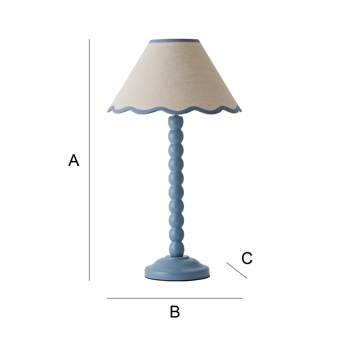 Bobbie Painted Bobbin Table Lamp with Scallop Shade blue, SO'HOME