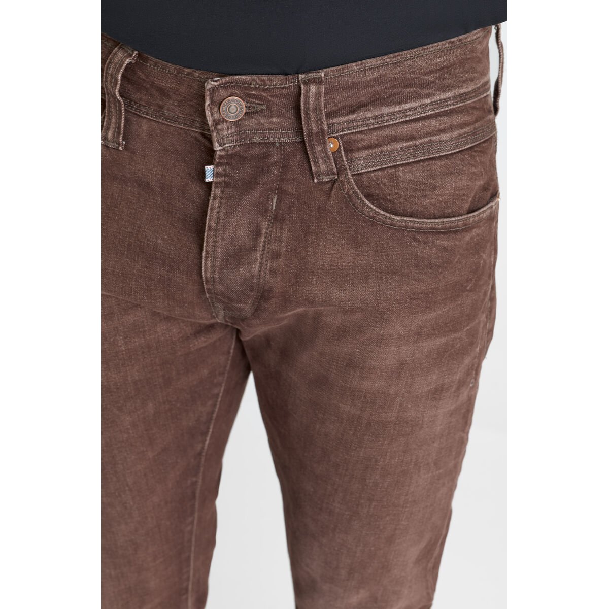 Jeans slim stretch 700/11, longueur 34 brown, LE TEMPS DES CERISES