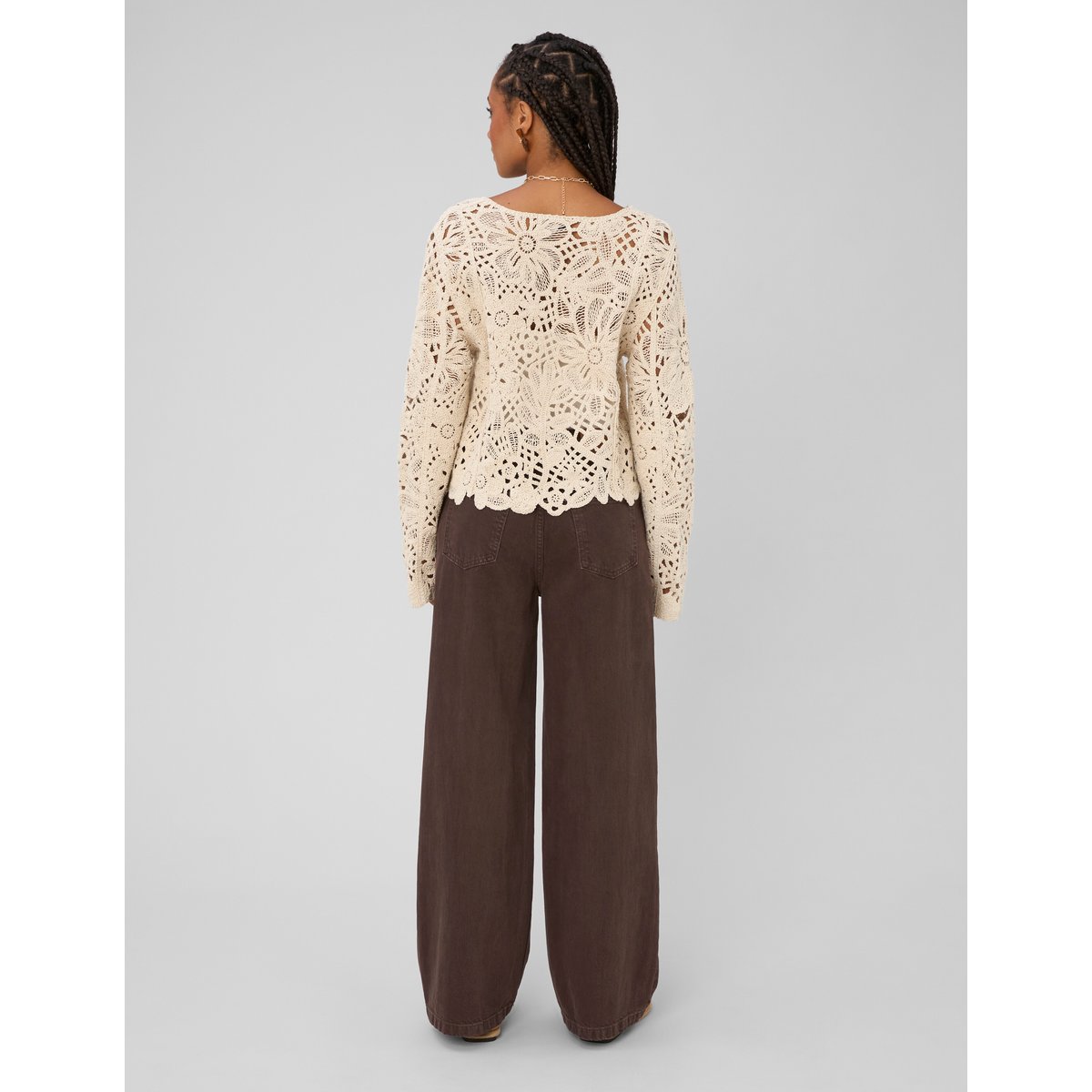 Veste crochet ajouré blanc écru, BZB