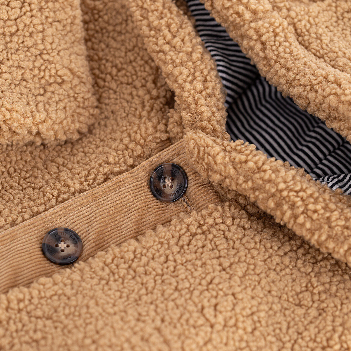 Cappotto in sherpa con cappuccio cammello, PETIT BATEAU