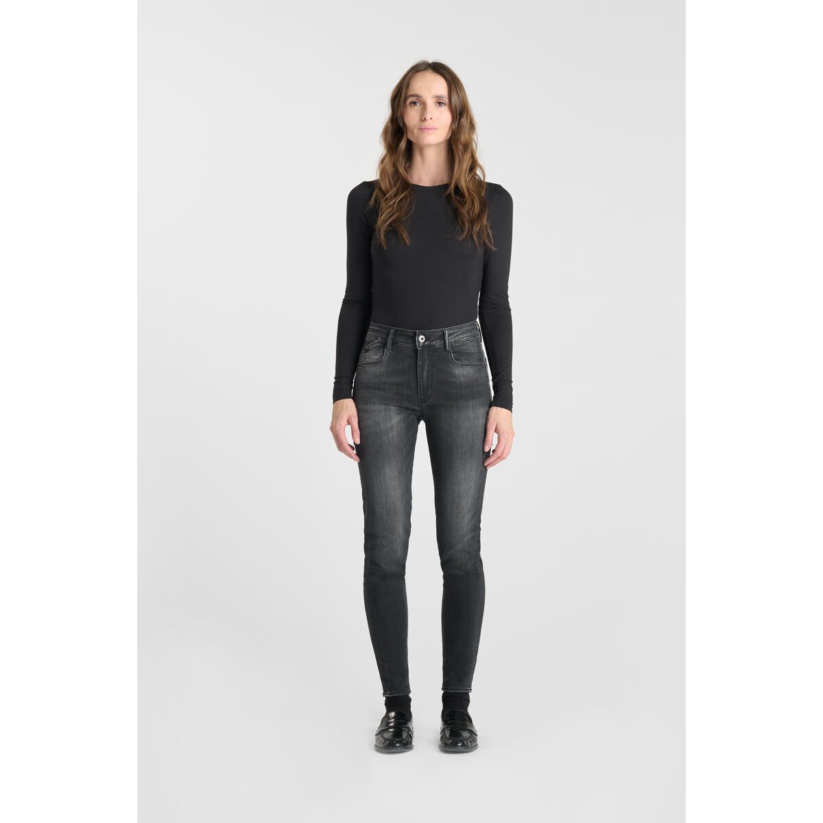 Jeans push-up slim taille haute PULP, 7/8ème black, LE TEMPS DES CERISES