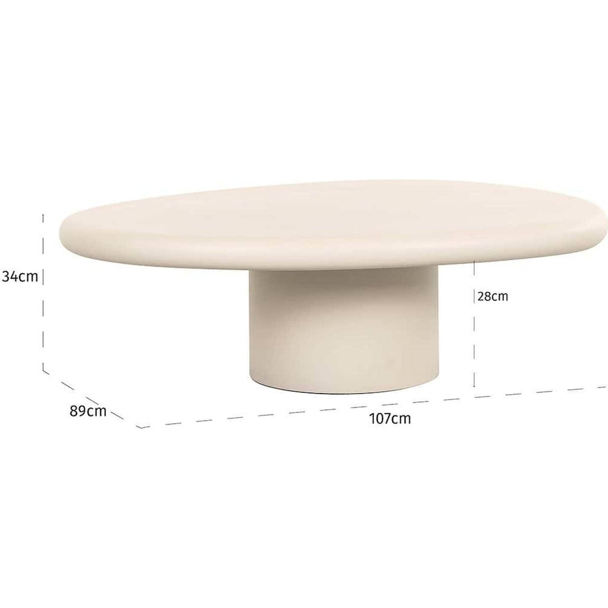 Table de café en bois Clayton beige doux, RECOLLECTION