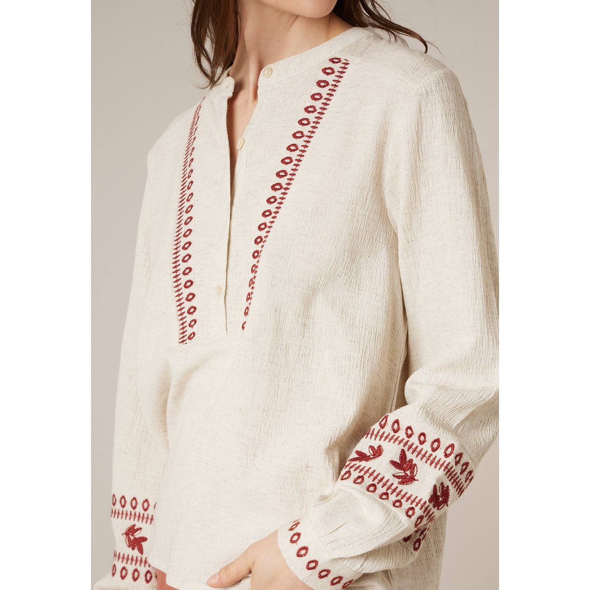 Blouse femme en coton broderies ethniques ELAWEN sierra, DEELUXE