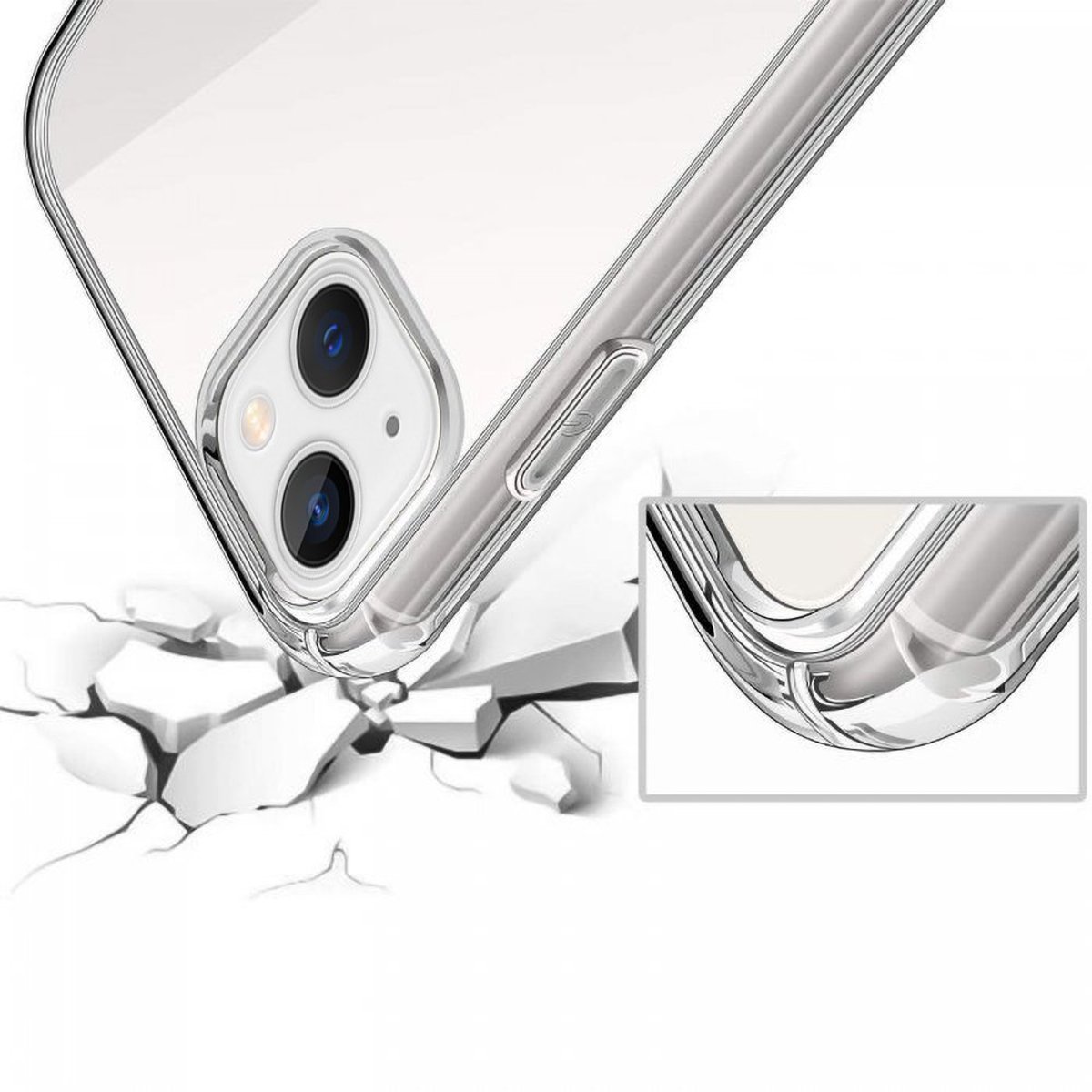 Coque iPhone 13 Mini antichoc + 2 vitres transparent, EVETANE