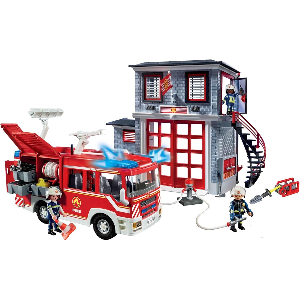 Poste de pompiers avec camion d'intervention poste de pompiers avec camion d'intervention, PLAYMOBIL