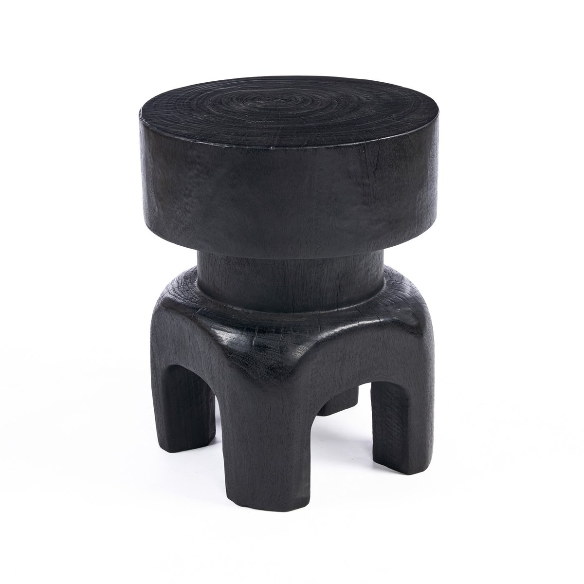 Tabouret en bois SQUAT SPOT noir, BAZAR BIZAR